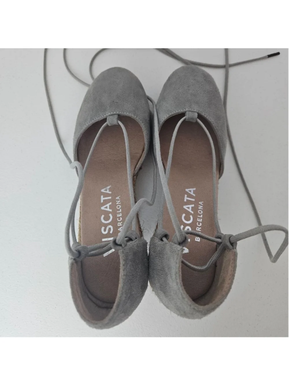 Viscata Gray Suede Espadrille Wedges Made in Spain Size 6.5